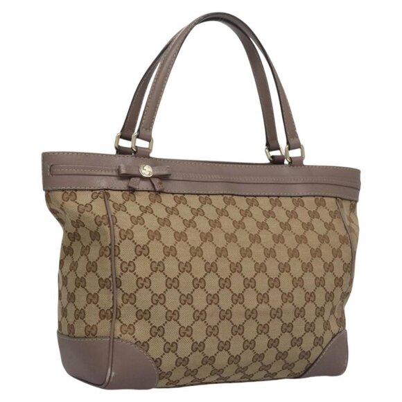 GUCCI GG Canvas Tote Bag Beige Gold 257061 Auth ep7628 - Picture 1 of 16